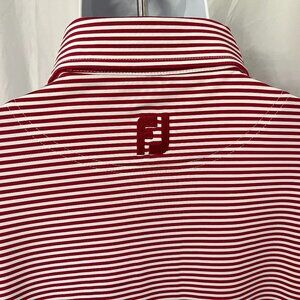 FootJoy FJ Men's red and white striped short sleeve golf polo shirt XL